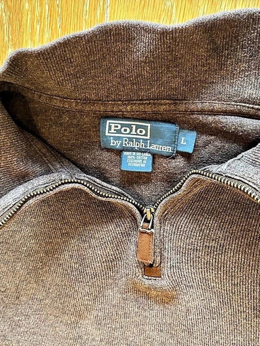 Polo Ralph Lauren Cotton Quarter-Zip Pullover chocolate Brown men’s Size Large